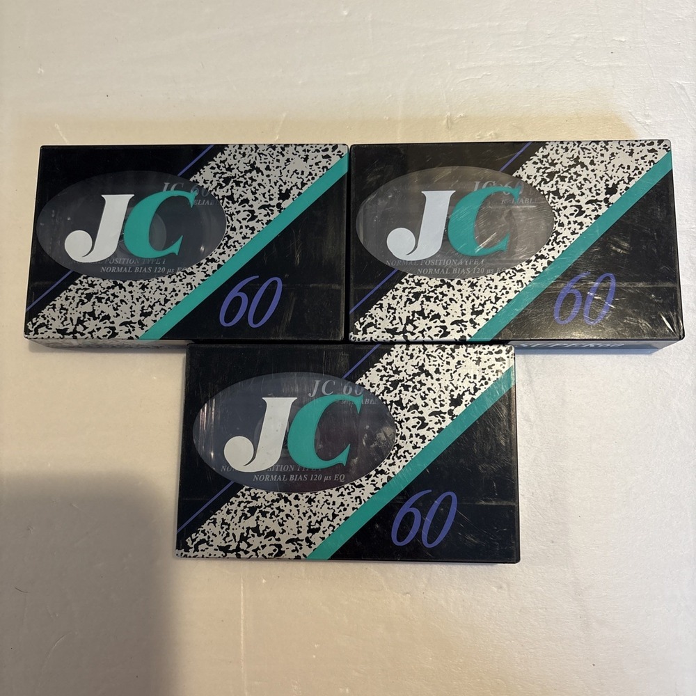 3 Pack JC Super 60 Blank Audio Cassette Tapes New Sealed Normal Bias Type I 60m